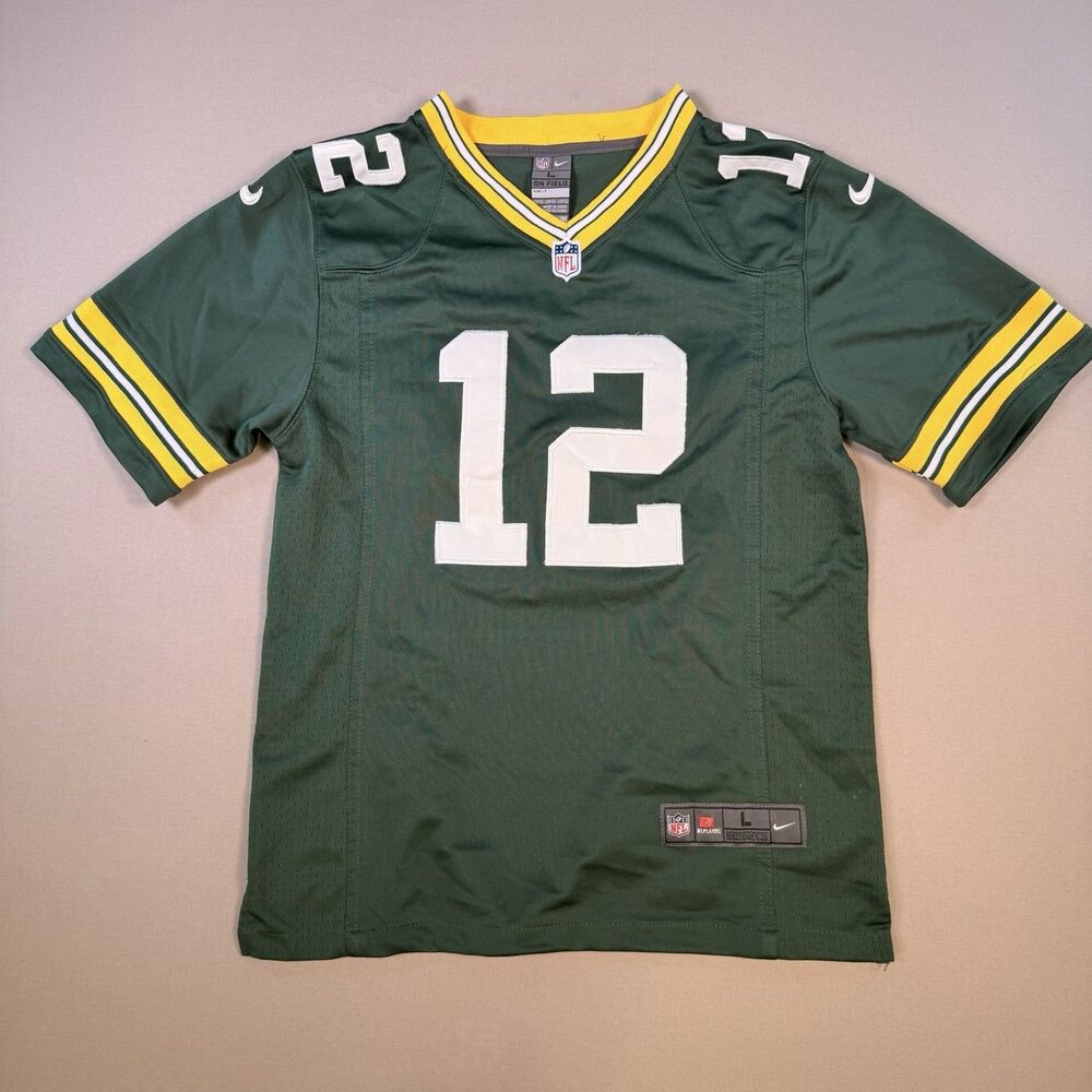 Green Bay Packers Aaron Rodgers #12 Sewn Nike On Field Jersey Youth Large EUC